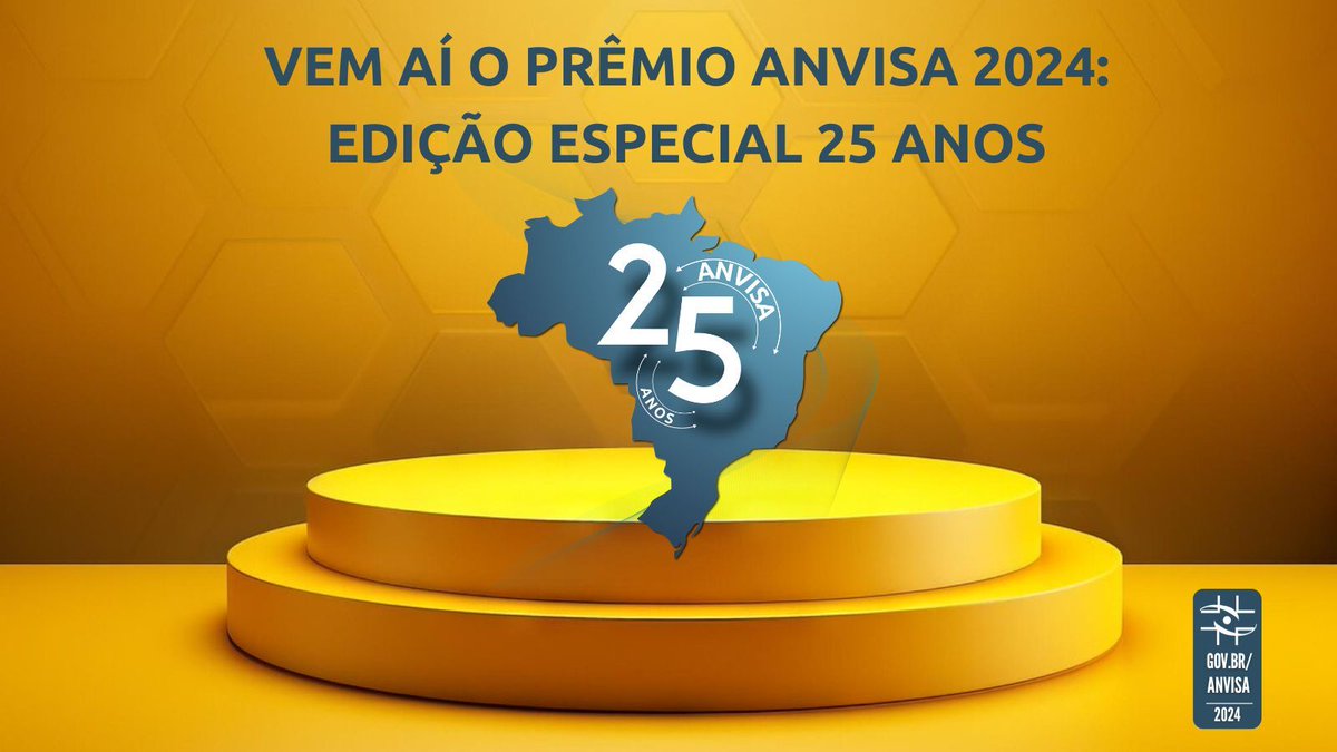 É com prazer que anunciamos o lançamento do Prêmio Anvisa 2024, que visa estimular a cultura da inovação, valorizar o desempenho das equipes e disseminar ações de sucesso. Leia a matéria completa em nosso portal, onde consta o link do edital. Inscrições a partir de 1º/6.