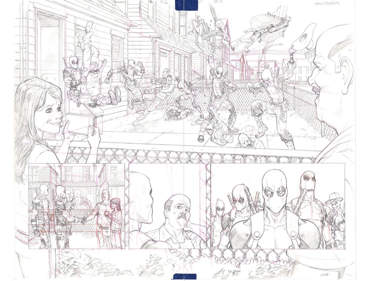 Siiiiinnnnceeee Deadpool is trending, here the time I drew a bunch of them beating up some goons...