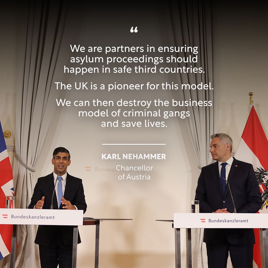 Britain is leading the way on tackling illegal migration. Don’t take my word for it, that’s what the Austrian Chancellor told me earlier today.