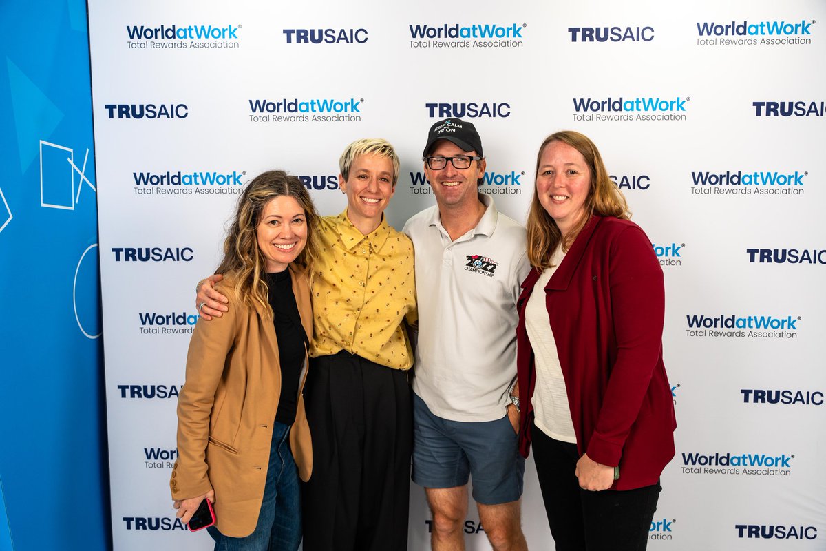 trusaic's tweet image. Booth #302 at #TotalRewards24 was the place to be! Thank you to everyone who came by to hang out and meet with our Chief Equality Officer and soccer legend Megan Rapinoe. Come by to get a Trusaic branded soccer ball, as well as other swag. #payequity