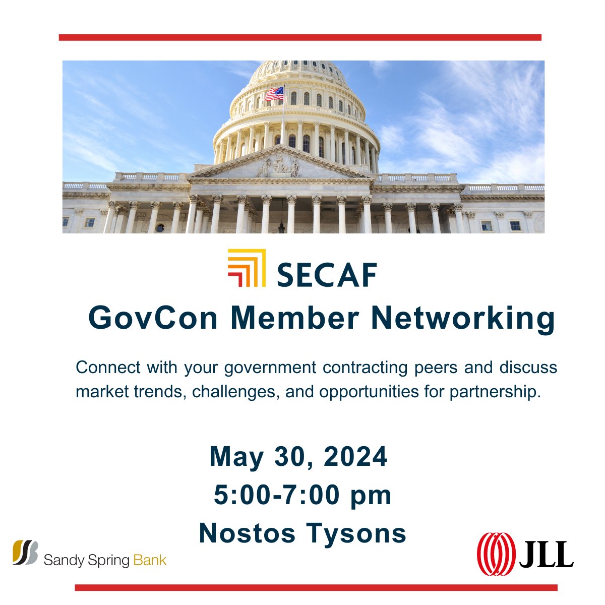Next week! Don't miss our May GovCon Member Networking on May 30th. Join the conversation with peers, partners, and customers to find new ways to grow your business. ow.ly/7JLf50RNOJG