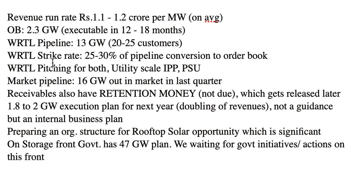 #waaree 
#WaareeRenewable 4000cr worth orders will come soon 🔥 🚀

Company will jump on the #BESS bandwagon, Govt. plan 47GW, waiting for policy 🔥 Big new opportunity !

5% BESS is mandatory with Govt. policy as of now, slowly will be increased