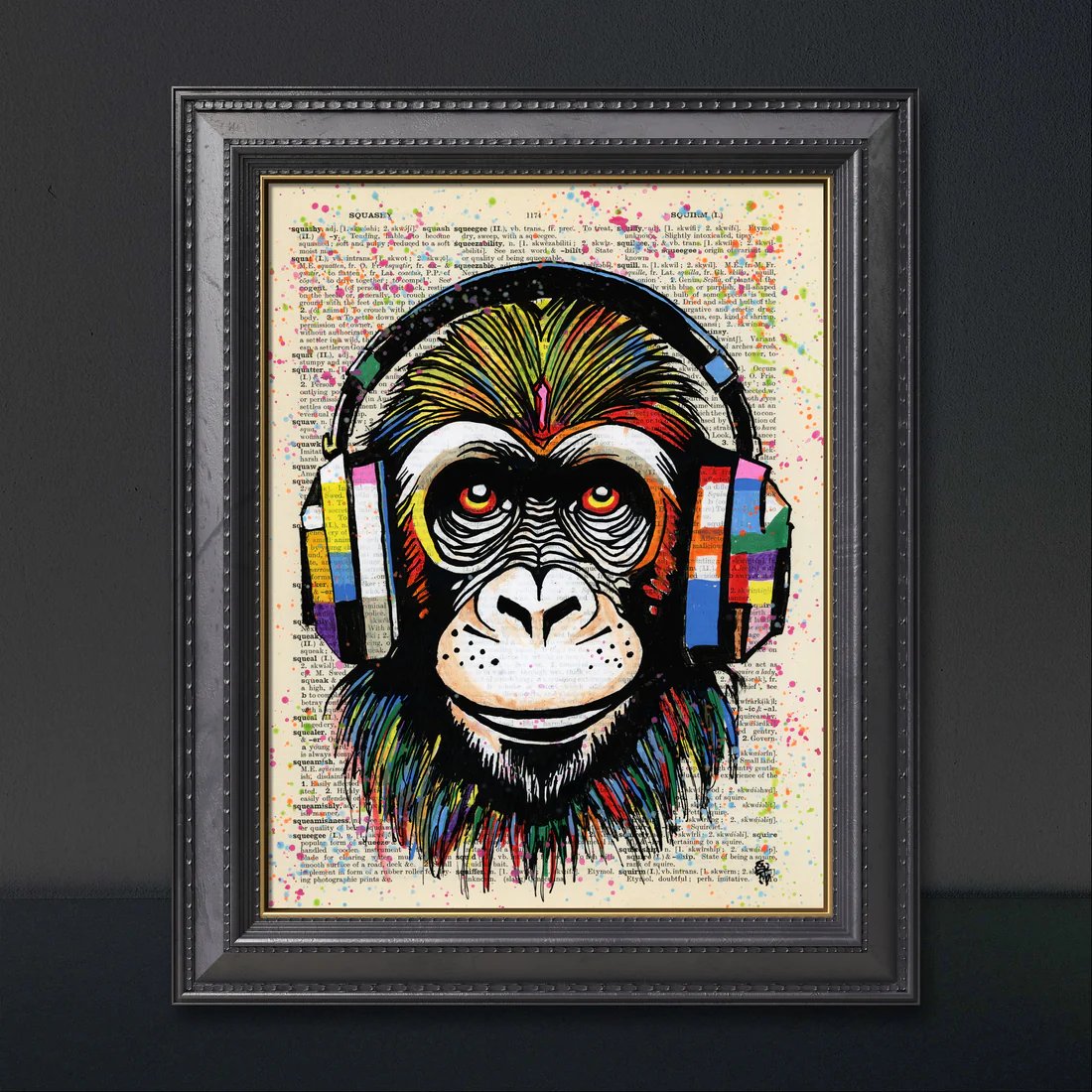 'Monkey Business' is an artwork created with acrylic paints and markers on an original upcycled dictionary page.” #art #giftideas #decor #funnyanimal artcursor.com/products/monke…