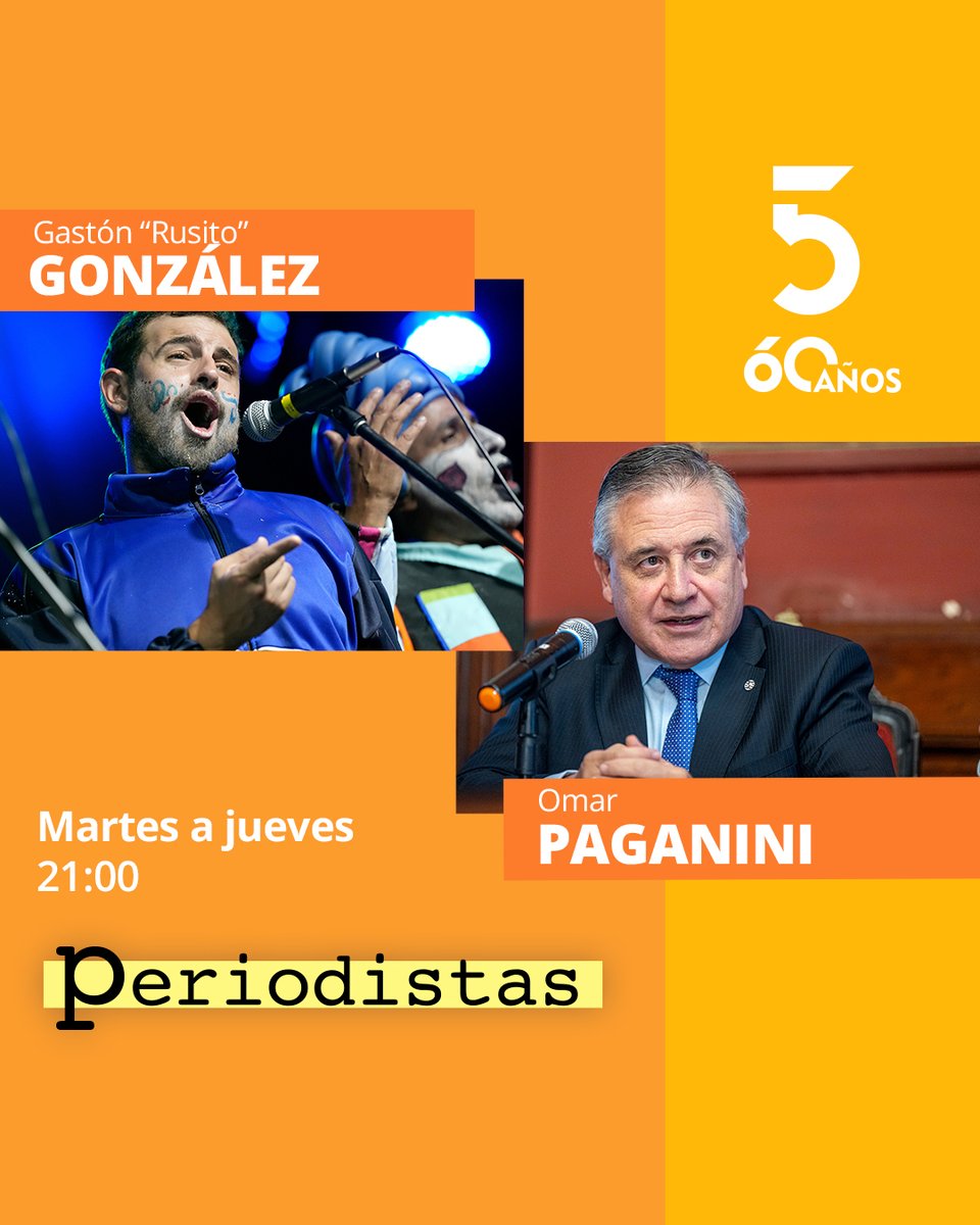 📺 Hoy en <a href="/periodistastv5/">Periodistas - Toda la verdad</a>:

👉 Nos visita <a href="/RusitoGonzalez/">Gastón “Rusito” González</a>.
👉 Entrevista con el ministro de Relaciones Exteriores, <a href="/OmarPaganini/">Omar Paganini</a>.

🕘 21:00 con <a href="/jorgetraversojt/">Jorge Traverso</a>, Alfonso Lessa, <a href="/DiegoZas/">Diego Zas</a> y <a href="/maguipradop/">Magdalena Prado Pesce</a>