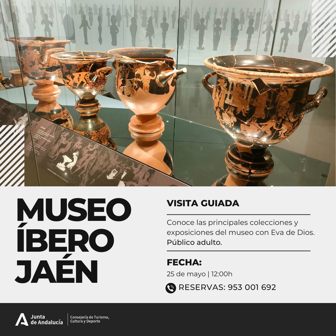 Conoce los grandes tesoros arqueológicos que nos hablan de nuestros antepasados en el Museo Íbero de Jaén 

➡Visita guiada por Eva de Dios
➡25 de mayo a las 12:00h
➡Reserva en el 953 001 692 

#VenAlÍbero #VenAlMuseo 
@CulturaAND  @culturayPHJaen