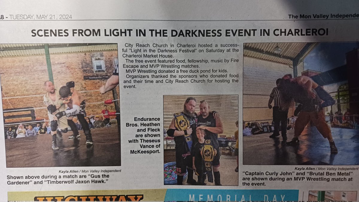 clarksonrulez's tweet photo. Grab Tuesdays copy of the Mon Valley Independent newspaper & subscribe to Spotcenter on @YouTube to see the entire Mon Valley Pro Wrestling show #King #LabPitMix #dog #DogsAtWrestlingShows I wore a Dark Sheik shirt. King wore Have You Seen My Balls bandana https://t.co/OUmZYiMlKY https://t.co/72qyXYmENw