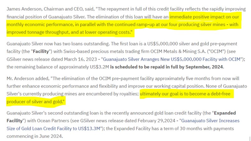 'Ultimately our goal is to become a debt-free producer of #Silver and #Gold' ⛏️ Guanajuato Silver $GSVR.v $GSVRF