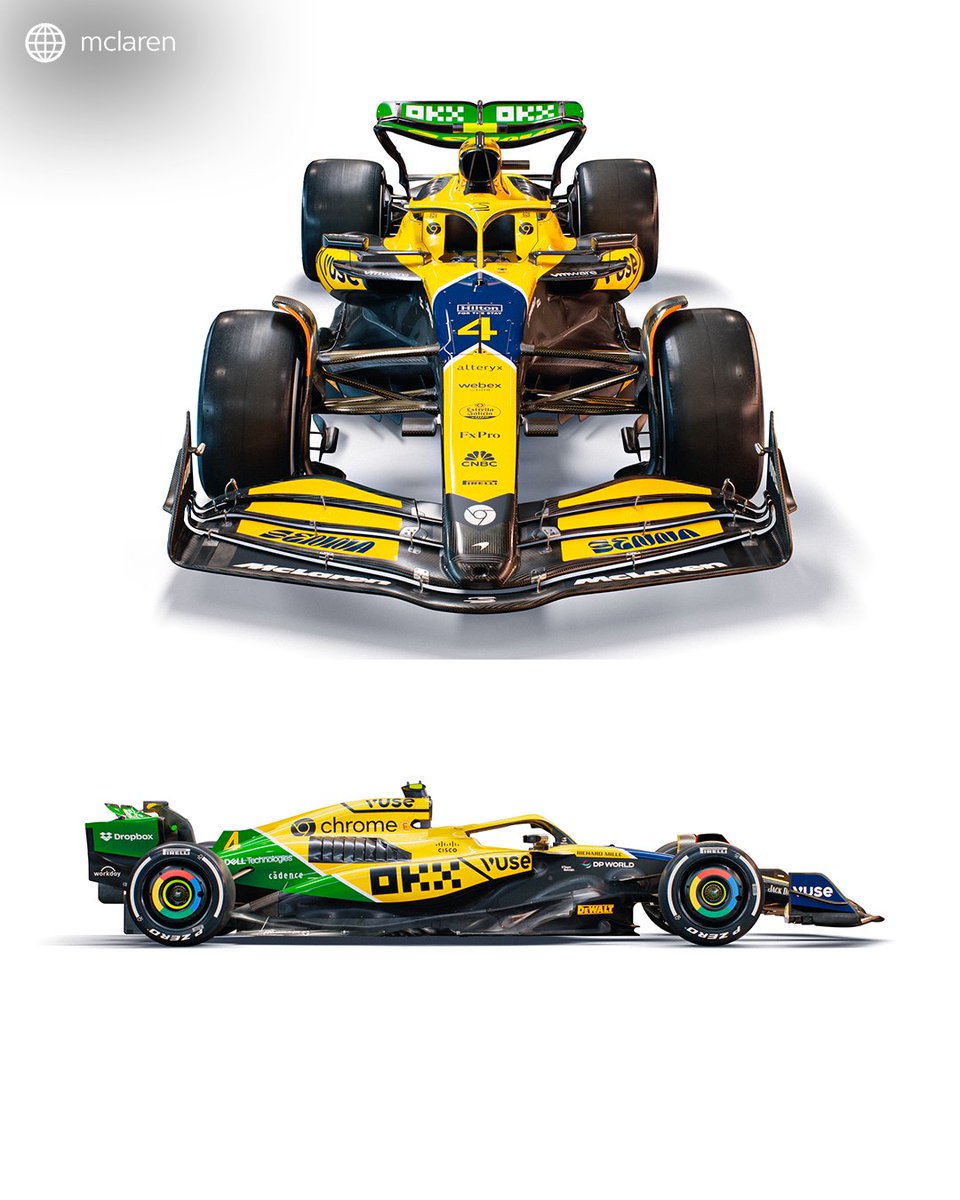 SkySportsF1's tweet photo. McLaren have unveiled a special Senna inspired livery for this week in Monaco 😍💚 https://t.co/7PsQg8ZBex