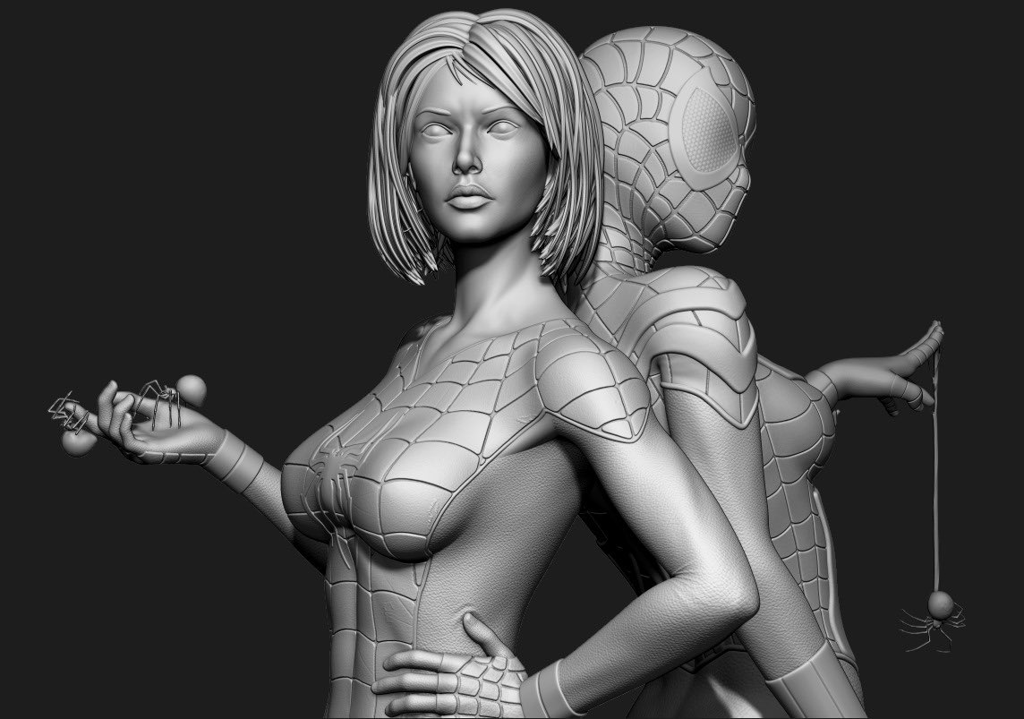 Spider girls !!! Still working on this 🙂.

#zbrush #3dprinting #maxonzbrush #charactermodeling