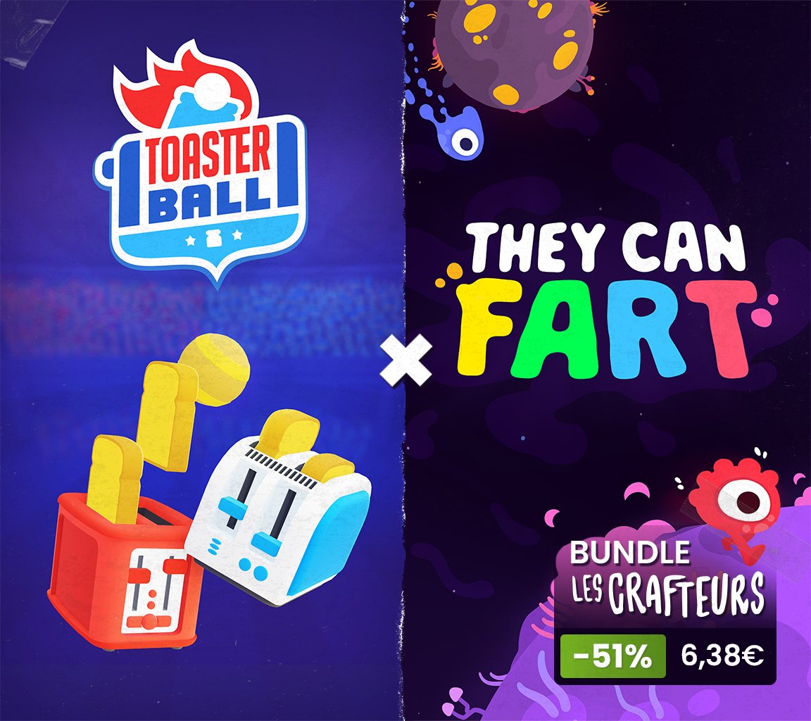 🔥 Get #Toasterball &amp; #TheyCanFart → 51% off, on Steam! 
An outstanding way to spend the night online with friends! 🎮🍕 

▼ Link below ▼