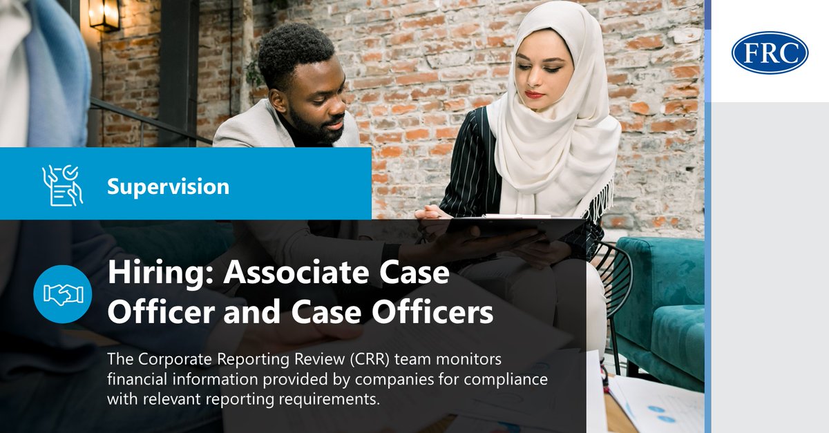 The Corporate Reporting Review team reviews the annual reports and accounts of listed and large private companies for compliance with relevant reporting requirements and is now #recruiting new team members. Why not apply today? ow.ly/OKtl50ROGUj #accounting #jobs