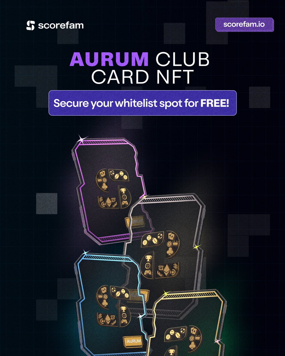 scorefam_io's tweet photo. Scorefam AURUM Club Card NFT🚀

Benefits/Utilities: 
🔸In-app Utilities 
🔸Free Airdrop Allocation 
🔸Monthly Free bets

⚠️Limited Supply 

Want a FREE whitelist spot? Read blog article below 👇🏽

https://t.co/qhhfHt5Gwa https://t.co/4VR7PKp1dt