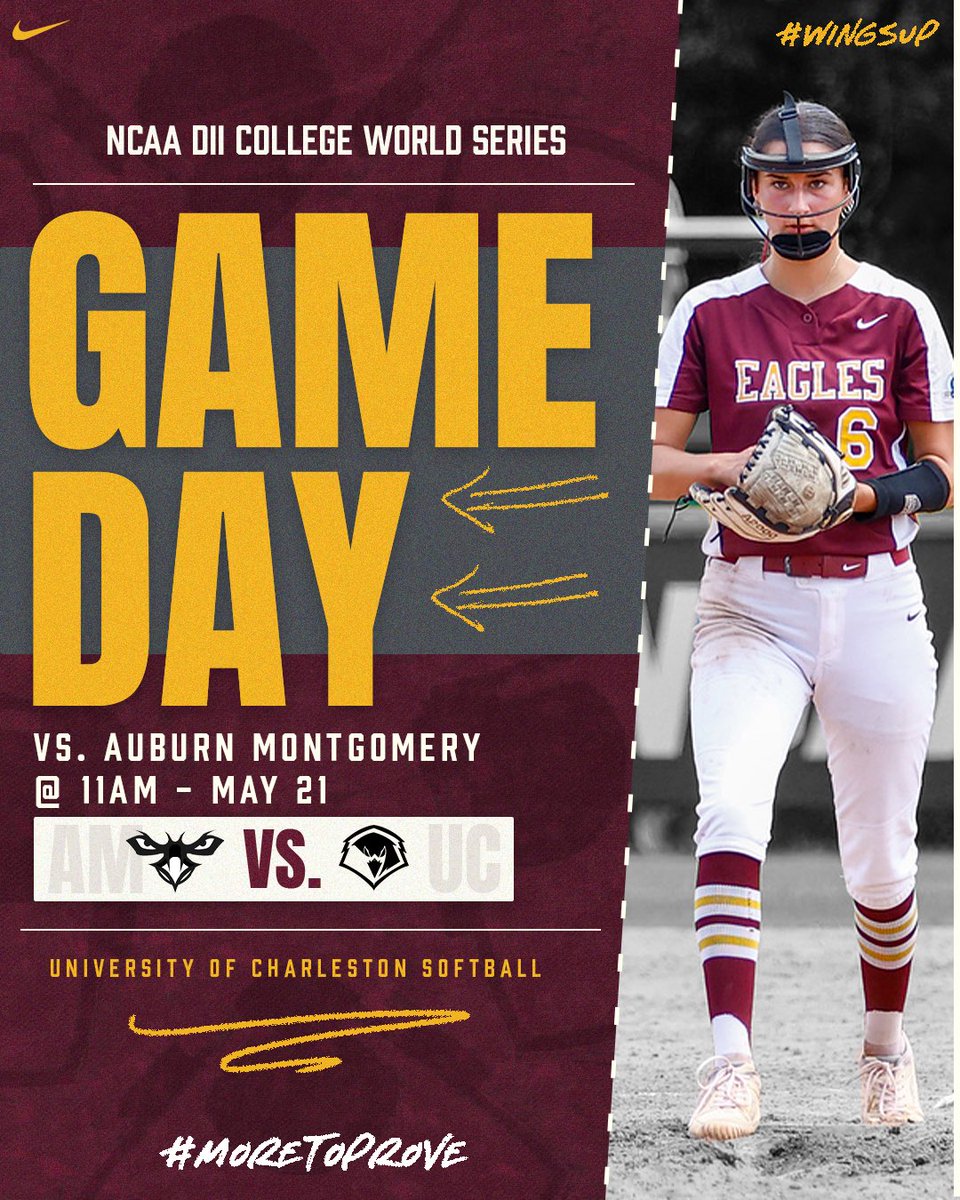 🥎 Rise & shine, it’s GAMEDAY! 🎉 No. 5 UC will battle No. 1 Auburn Montgomery to advance in the NCAA DII Softball Championship and keep their season alive. 🆚 Auburn Montgomery 📍Longwood, FL ⌚️11AM 📊/📺 ncaa.com/game/6296413 #WingsUp 🦅