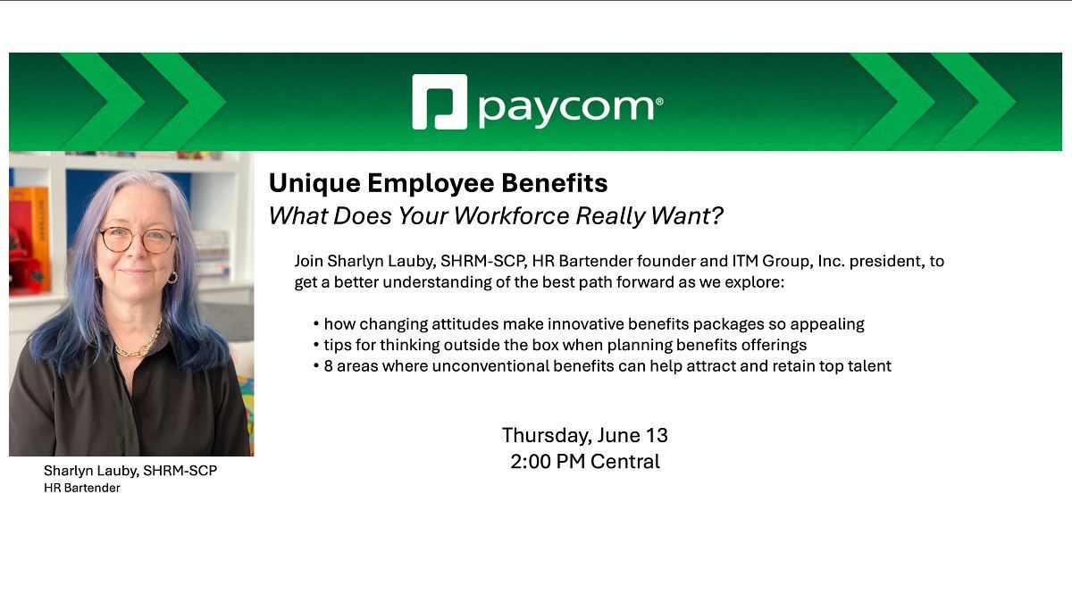 Join me! Unique Employee Benefits: What Does Your Workforce Really Want? #recruiting #EmployeeBenefits hrbar.co/3yqgP0V