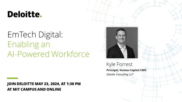 DeloitteBizOps's tweet image. Wondering how #GenAI can help your workforce? Join our #HumanCaptial leader Kyle Forrest at #EmTechDigital on 5/23 at 1:30 p.m. EST to find out. deloi.tt/4awmzUm