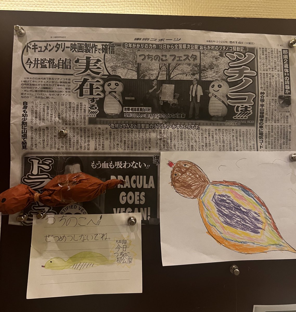 ポレポレ東中野にて『おらが村のツチノコ騒動記』(@torinomichi )を担当編集さんと観に行きました

第一次ツチノコブームの前は「語っちゃいけないもの」とされてた事、そんな語っちゃいけないツチノコが「探す対象」に変化する…

やっぱツチノコってすごい面白い!!!おすすめの映画です! 