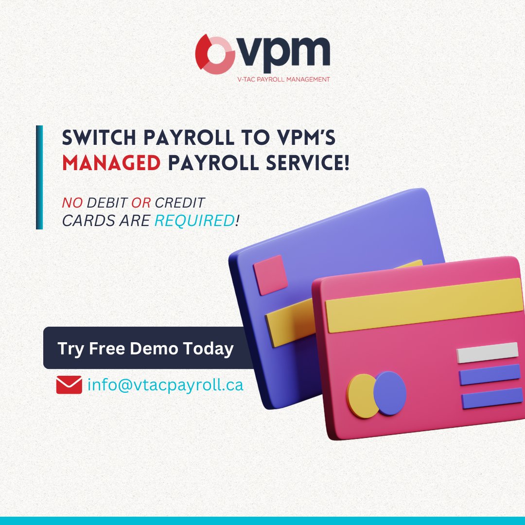 vtacpayroll's tweet image. Switch to VPM's Managed Payroll today and experience the difference. No credit card is needed for demo.
Request A Free Demo Today: vtacpayroll.ca/book-demo
#VPM #PayrollService #RequestDemo