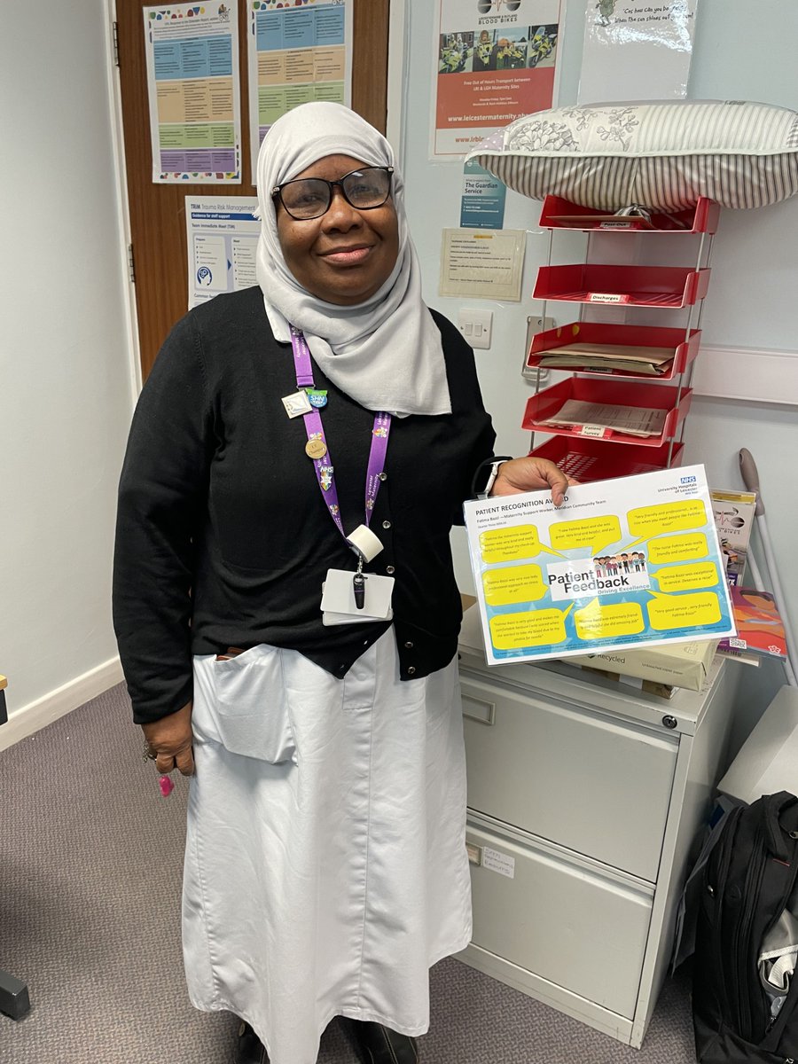 uhl_DOE's tweet photo. Congratulations to Maternity Support Worker Fatima Bazzi of the Meridian Community Team, who received a Patient Recognition Award today for her wonderful patient feedback!👏 @sueburtonDCN @HoggJulie @Leic_hospital @UHLKerryJ https://t.co/MYWAOn7nRY