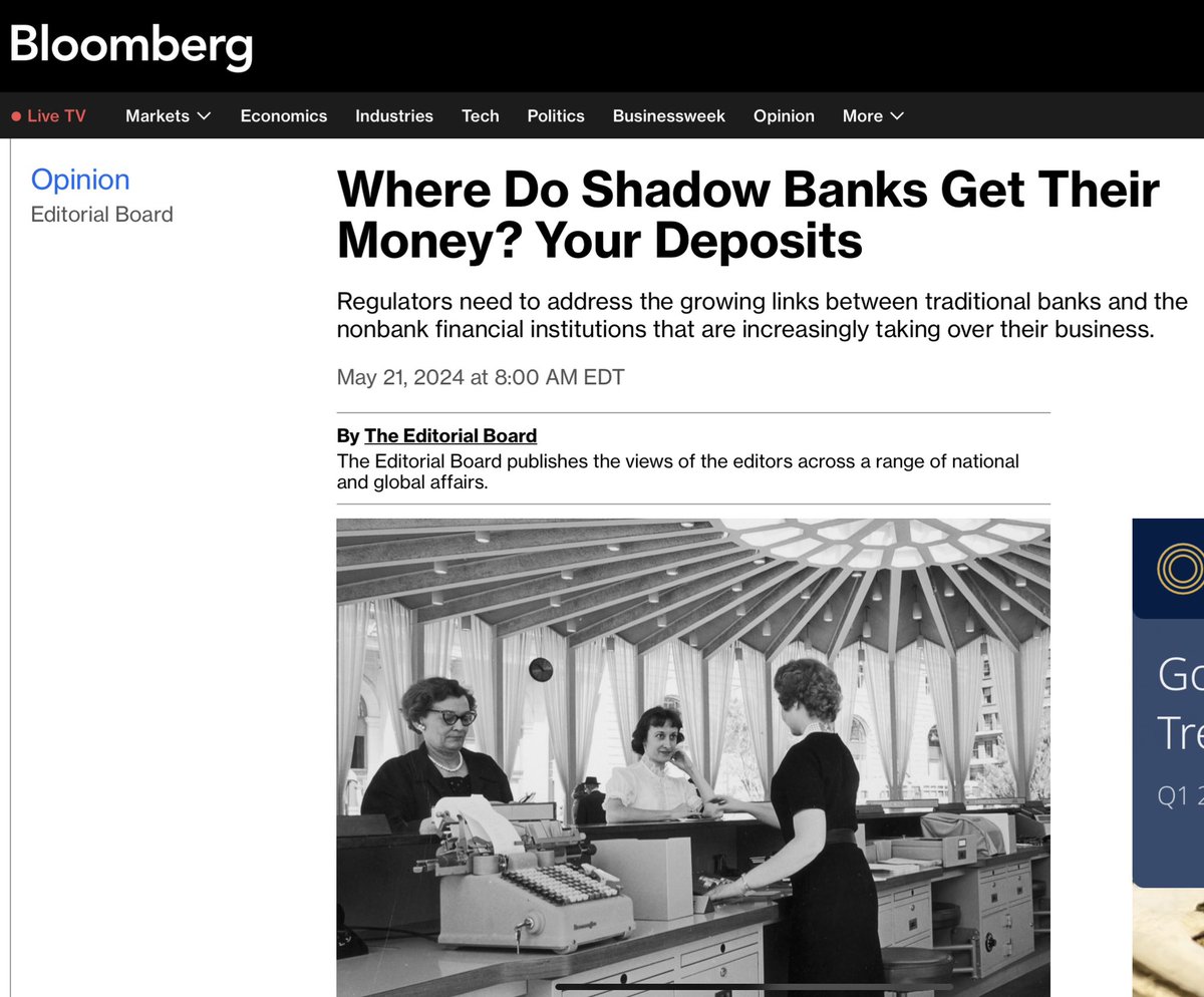 Pushing regulators to act. More warning signs that banks are over leveraged “..Yet the picture can change quickly. Just about every part of the shadow-banking industry — including pension funds and insurers — has recently been taking on more leverage, often in the form of