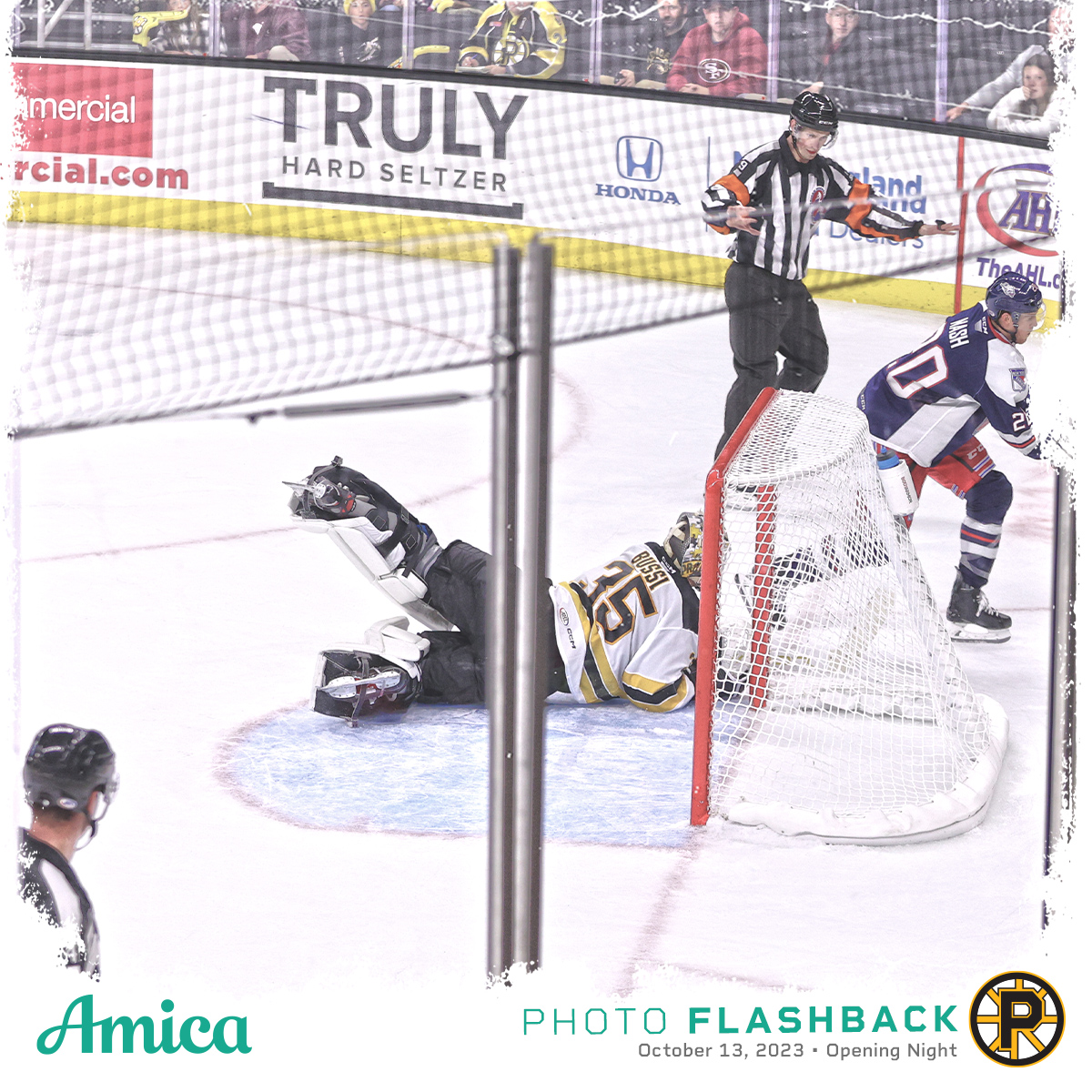 Today's @Amica Photo Flashback takes us back to October 13, 2023 for #AHLBruins Opening Night at The AMP ✨