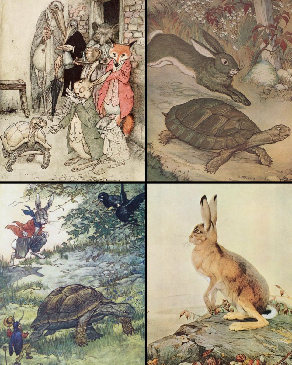 Vintage illustrations for Aesop's Fable 'The Tortoise and the Hare'

#FairyTaleTuesday