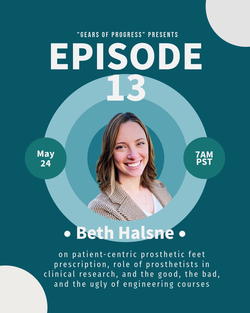 Episode 1⃣3⃣ with <a href="/BethHalsne/">Beth Halsne</a> will be out THIS Friday. Tune in if you want to hear more about patient-centric prosthetic feet prescription, role of P&amp;O clinicians in research, and the good, the bad, and the ugly of taking engineering courses as someone with clinical background.