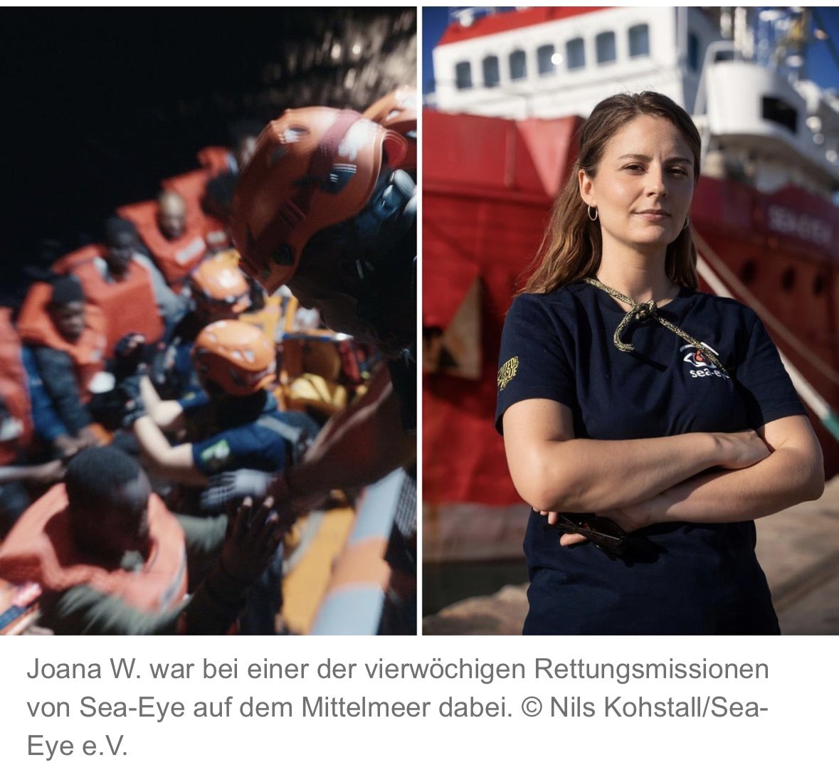 „Als Kind diesen Weg auf sich nehmen zu müssen, ohne zu wissen, was in Europa dann passiert, wie es weitergeht, ob sie diesen Weg überleben. Das ist unvorstellbar für mich“, sagt Crewmitglied Joana W. für @seaeyeorg via @merkur_de. merkur.de/bayern/regensb…