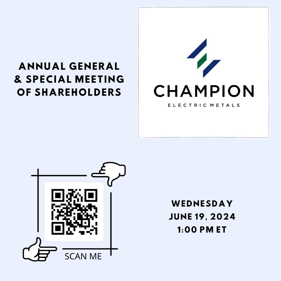 agm_connect's tweet photo. AGM Connect is pleased to be hosting the upcoming virtual meeting of Champion Electric Metals. https://t.co/he4NE1CyY3