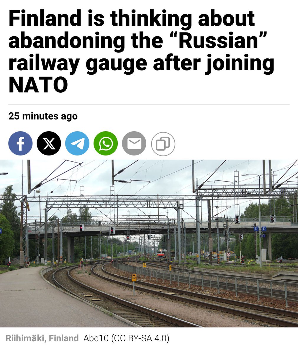 ‼️ “Finland is thinking about abandoning the “Russian” railway gauge after joining NATO” Do it. Do it now. moscowtimes.ru/2024/05/21/fin…