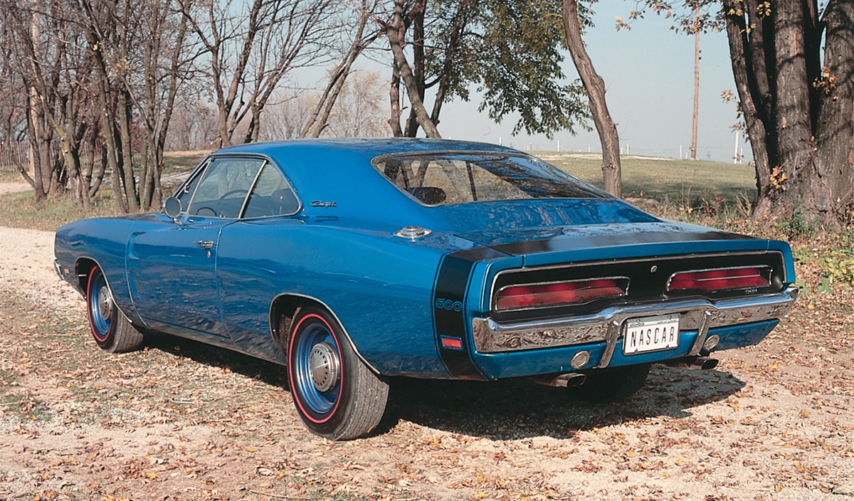#Chrysler and #Ford were locked in a fierce battle for superspeedway supremacy in the late Sixties. To combat the slippery fastback Fords and Mercurys, Dodge concocted the ’69 Charger 500, a slicked up #Charger with a flush-mounted grille and rear window.