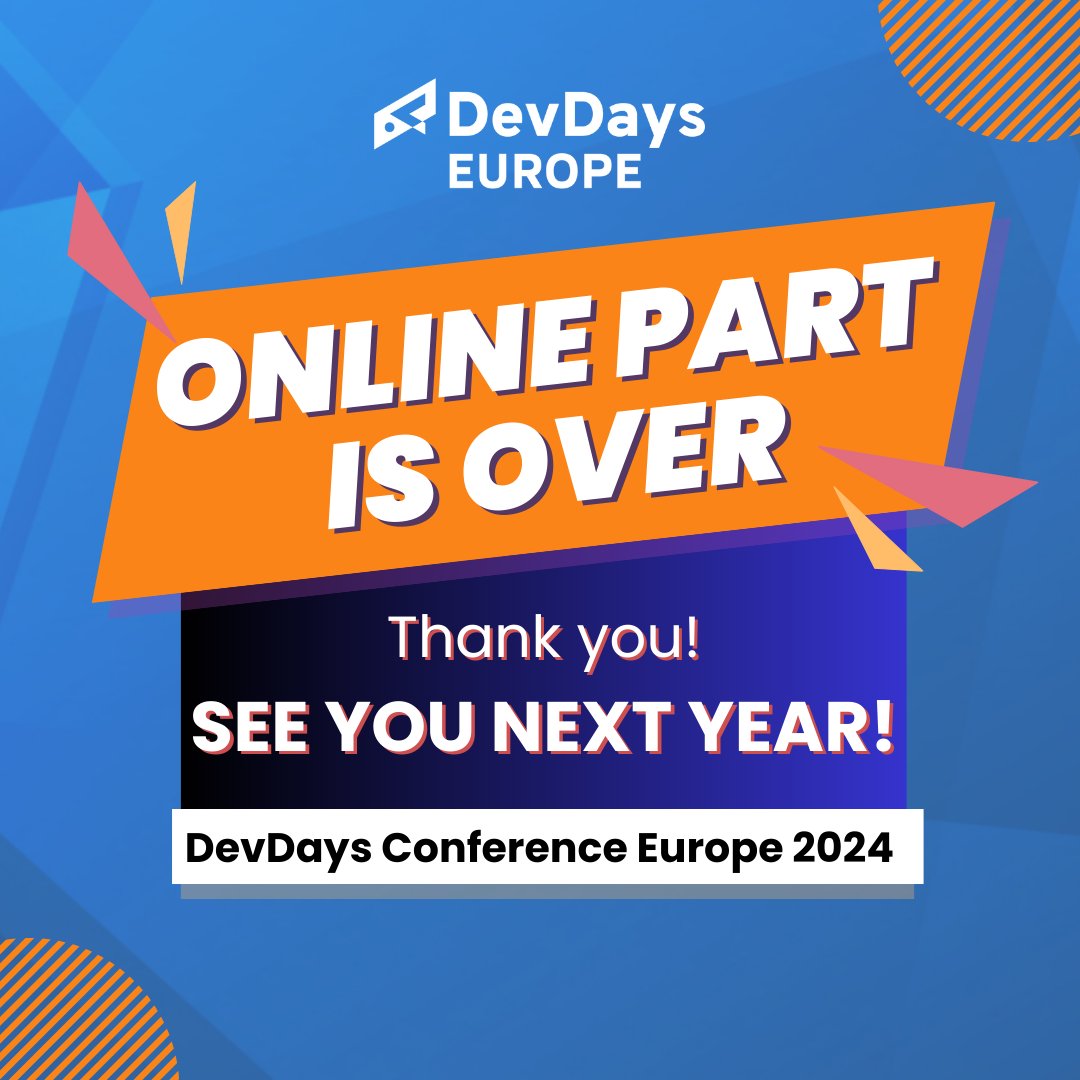 The DevDays || DevOps || CyberWise 2024 conference online edition has officially come to a close. 🎉

Thank you all for your active participation and engagement. We couldn't have done it without you!

We look forward to seeing you again next year🚀✨