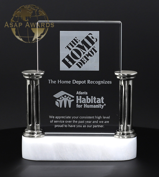 Crystal Pillar Marble Award for Home Depot to recognize Habitat for Humanity in Atlanta. 

 Build People and then People will Build Your Business!

#EmployeeRecognition #AppreciationAwards #CustomAwards
#TruckDriverAwards #DriverAppreciation #CrystalAwards AAN8WHT