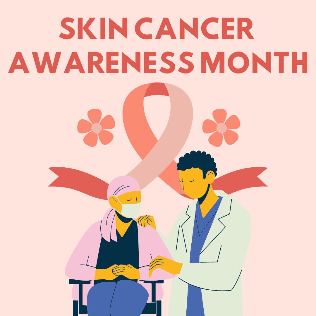 May is Skin Cancer Awareness Month! 
Here are some tips to help you stay safe and protect your skin:
🔸Use SPF 30+ sunscreen daily.
🔸Wear protective clothing.
🔸Seek shade, especially midday.
🔸Avoid tanning beds.
🔸Perform regular skin checks.
#SkinCancerPrevention #SunSafety