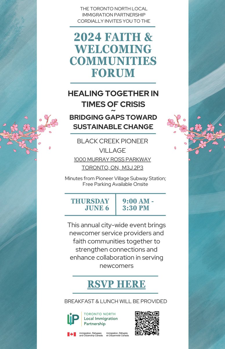 You are invited to our 6th annual Faith and Welcoming Communities Forum on Thursday, June 6th from 9 am to 3:30 pm.

Learn more or REGISTER HERE! eventbrite.ca/.../2024-faith…...