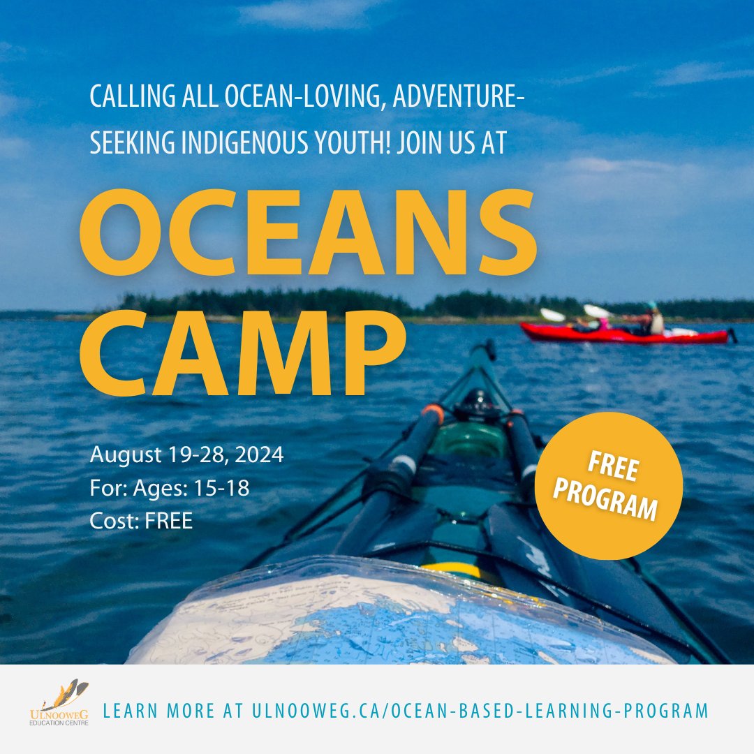 Dive into adventure at Oceans Camp this summer! 🌊 This free summer camp is designed for Indigenous youth aged 15-18. Learn more at ulnoowegeducation.ca/ocean-based-le… #STEAMeducation #IndigenousYouth #SummerCamps #NovaScotia #NewBrunswick