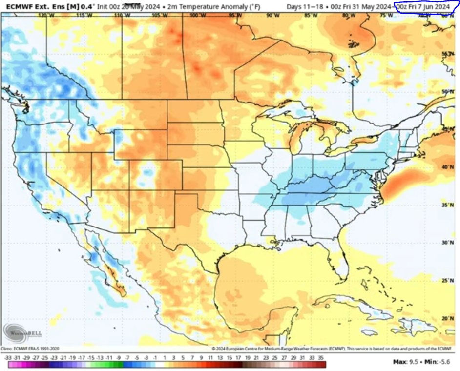 247dotAg's tweet photo. Looking a half month ahead, they want to build that heat ridge up the Rockies and into Canada, the beginning of our summer drought phase?

When you are floating away, it is hard to imagine in 30-days you could be begging for a rain. https://t.co/S7A9XFBkEb