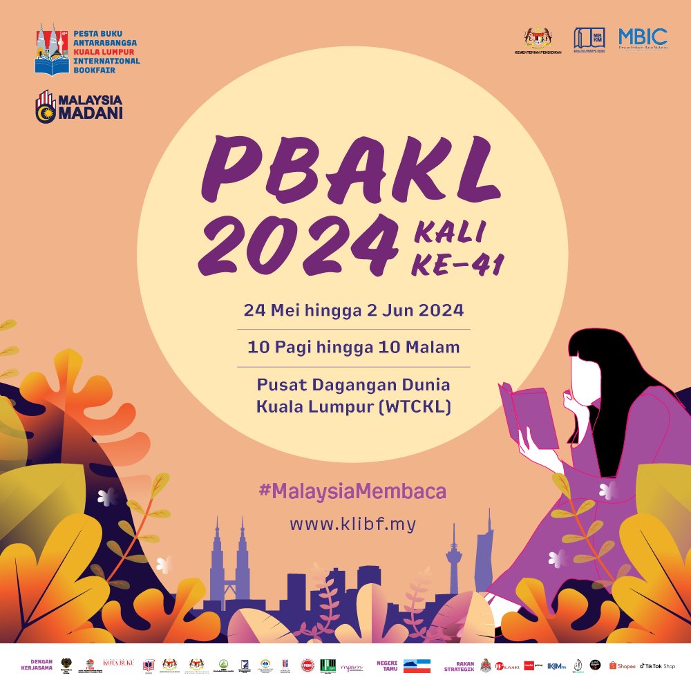 Jom ber-CUTI SEKOLAH di PBAKL 2024! Ada diskaun, freegift, goodies, penulis, buku baru, pertandingan mewarna dan banyak lagi! 

📚 Pesta Buku Antarabangsa Kuala Lumpur 2024 
📚 24 Mei - 2 Jun 2024
📚 10 pagi - 10 malam
📚 World Trade Centre Kuala Lumpur (WTCKL)

#PBAKL2024