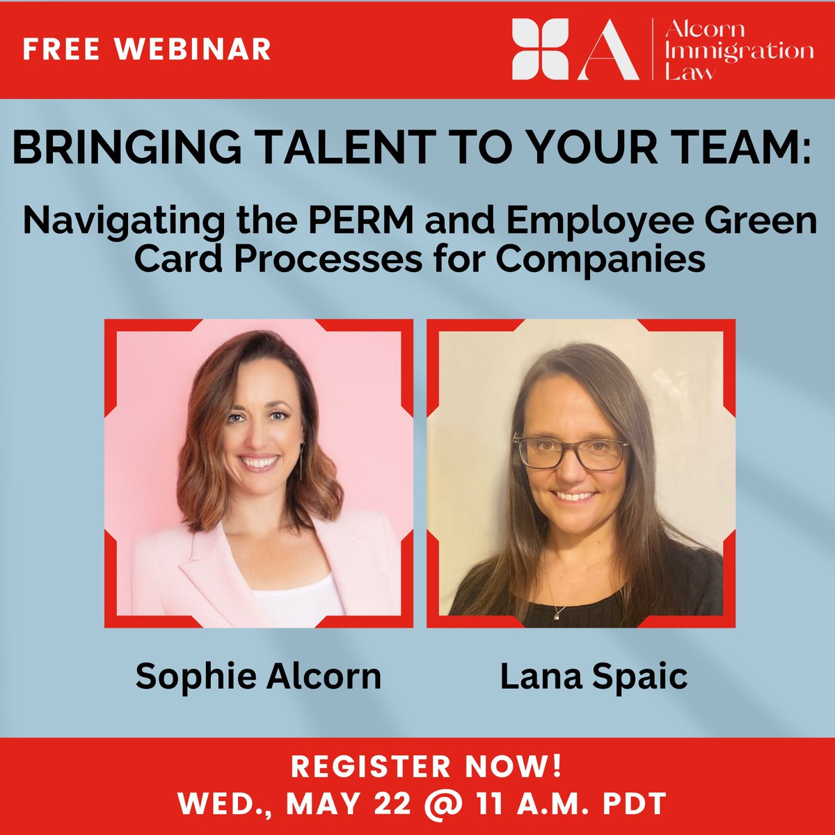 🚀 Tomorrow is the big day! Don't miss our webinar on U.S. #immigration, featuring insights on #PERM process, Employee Green Cards, and more. Join speakers Sophie Alcorn and Lana Spaic tomorrow at 11am PT. Register now: buff.ly/3JJJuAv