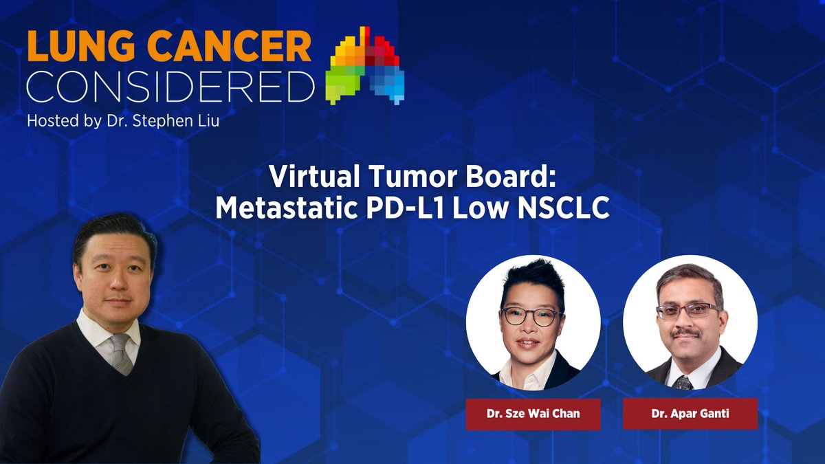 In this virtual tumor board episode of #LungCancerConsidered, host @StephenVLiu leads a discussion about the management of metastatic PD-L1 low #NSCLC. W/guests @AparGanti, from @unmc, & Dr. Sze Wai Chan, from the Sandton Oncology Centre. Listen Now: bit.ly/PDL1NSCLC24 #LCSM