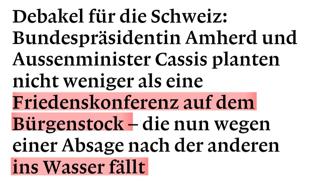 Eine #Friedenskonferenz, die nie eine war, steht vor dem Aus. Cassis und Amherd machen uns zum Gespött vor der ganzen Welt. Kommt der Kollateralschaden für die Kulturszene hinzu: Die Konzertabsage @AnnaNetrebko, die das @kklluzern teuer zu stehen kommt. weltwoche.ch/daily/debakel-…