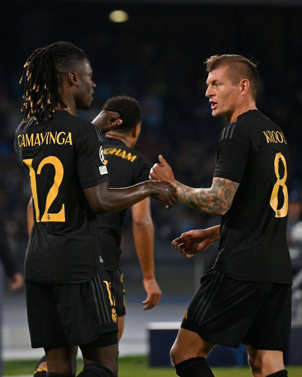 Camavinga's tweet photo. It’s been a pleasure to play alongside you over the last 3 years. You will be missed by the team and leave as a legend of the club and Legend of football. Thank you Sniper 🎯 @ToniKroos 🤍👊🏾 https://t.co/AKPPk3z7hX