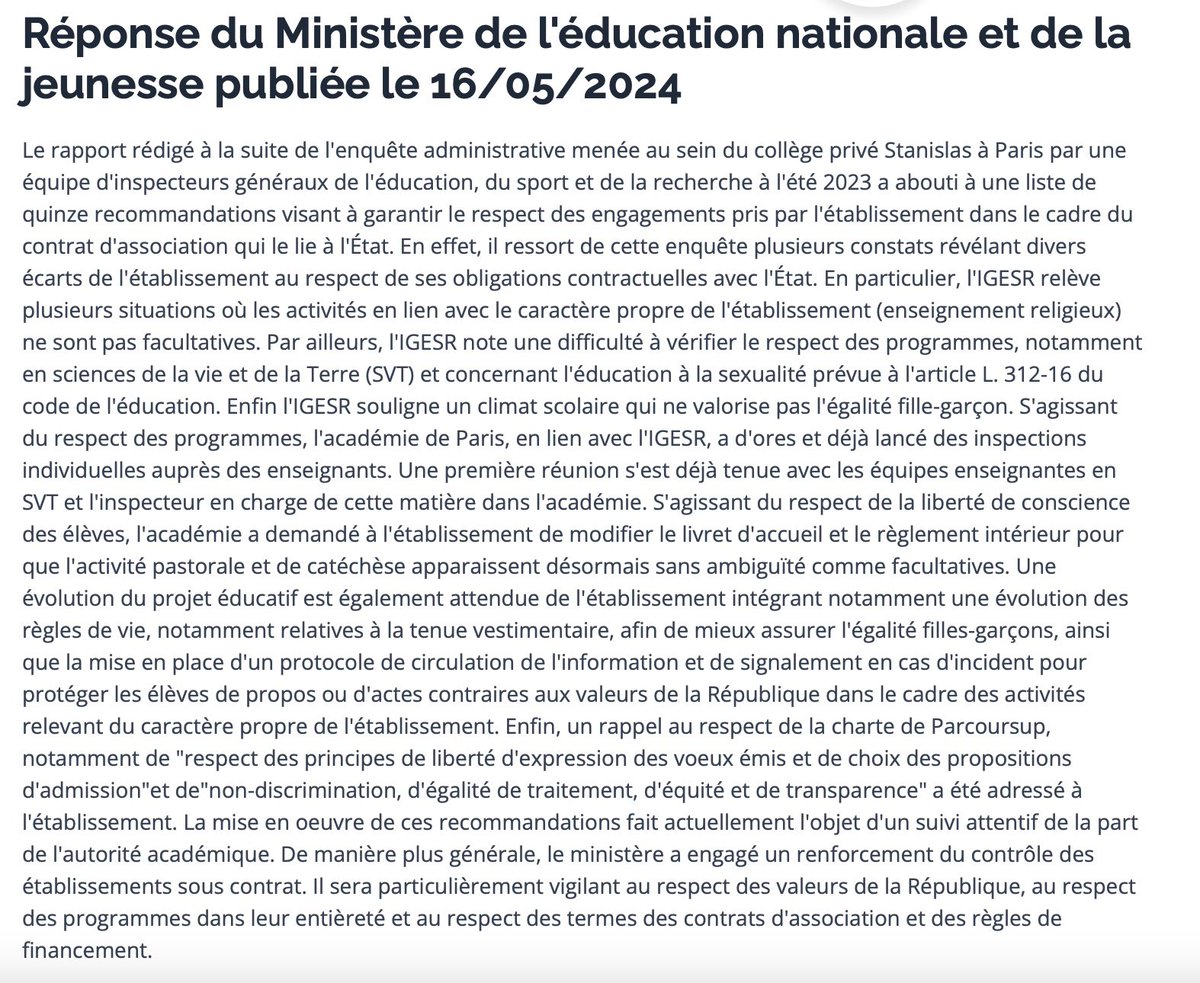 #Stanislas Alors que le ministère de l’Education nationale reconnaît les dérives, rapport à l’appui, <a href="/vpecresse/">Valérie Pécresse</a> s’obstine à maintenir le soutien financier de la région à cet établissement et à ses programmes anti-républicains