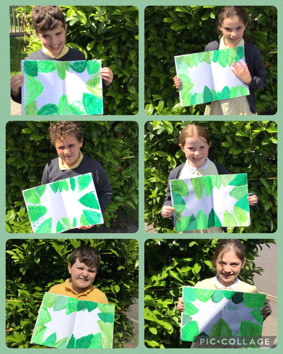 Year4TSP's tweet image. Inspired by the artist Henri Rousseau, we created a leaf design to represent the rainforest and developed our own handy technique using the end of the paintbrush to help us mark the veins on our painted leaves 🍀🍃🎨 #TSPArt #Rainforests