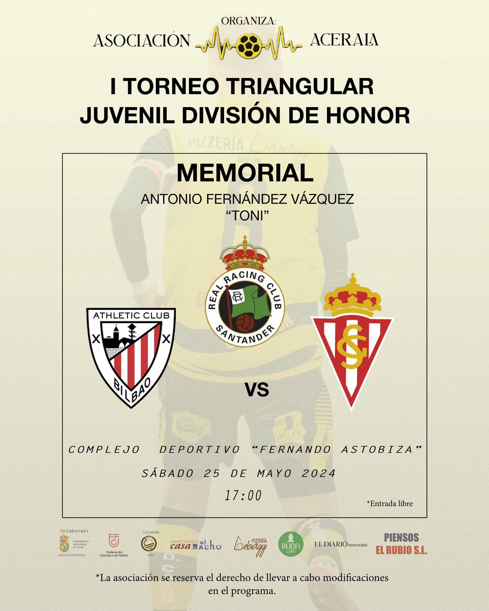 ¡SORPRESA!

Os presentamos de manera oficial el evento que abrirá las Jornadas Formativas. Este magnífico triangular que enfrentará a tres grandes clubes de nuestro fútbol nacional.

¡Os esperamos para pasar una tarde de deporte, valores y mucho ambiente!

Hasta el sábado, equipo