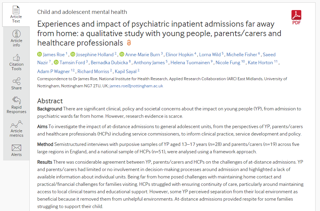 YPMHAG's tweet photo. 👉Experiences and impact of psychiatric inpatient admissions far away from home: a qualitative study with young people, parents/carers and healthcare professionals | BMJ Mental Health https://t.co/SK7F5pDOST