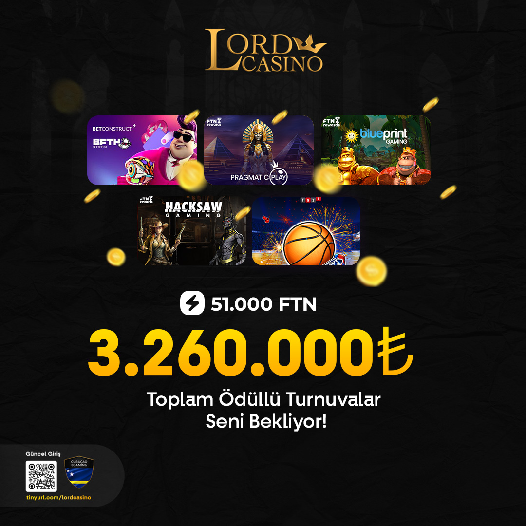 #LordCasino'da 51.000 FTN ( 3.260.000 TL ) Toplam Ödüllü Casino Turnuvaları Başladı ! 😉 HAPPY HOURS ÖZEL %50 SLOT 500 FREESPIN HEDİYE EDİYORUZ ! 🎁 Çekim Limitimiz 5.000.000 TL ! 💸 Yeni Üyelere Özel 100 FreeSpin ! 😎 Güncel Adresimiz 👉 bit.ly/lordtwgiris