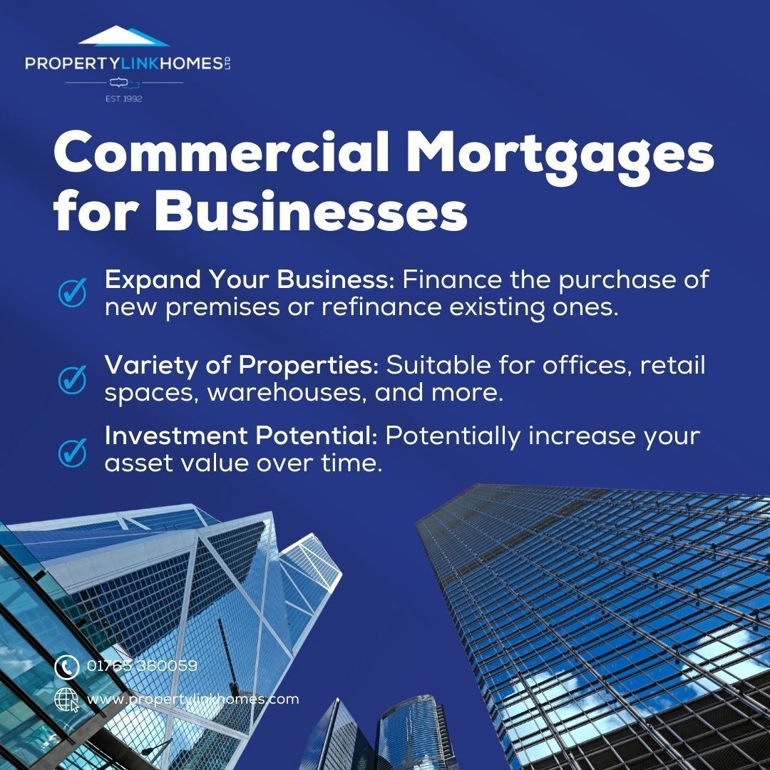Ready to take your business to the next level? A commercial mortgage could be the key. Whether you're looking to buy new premises or refinance existing ones, unlock the potential of your business with the right financial support. Let’s grow your business together!🚀  #PropertyLin