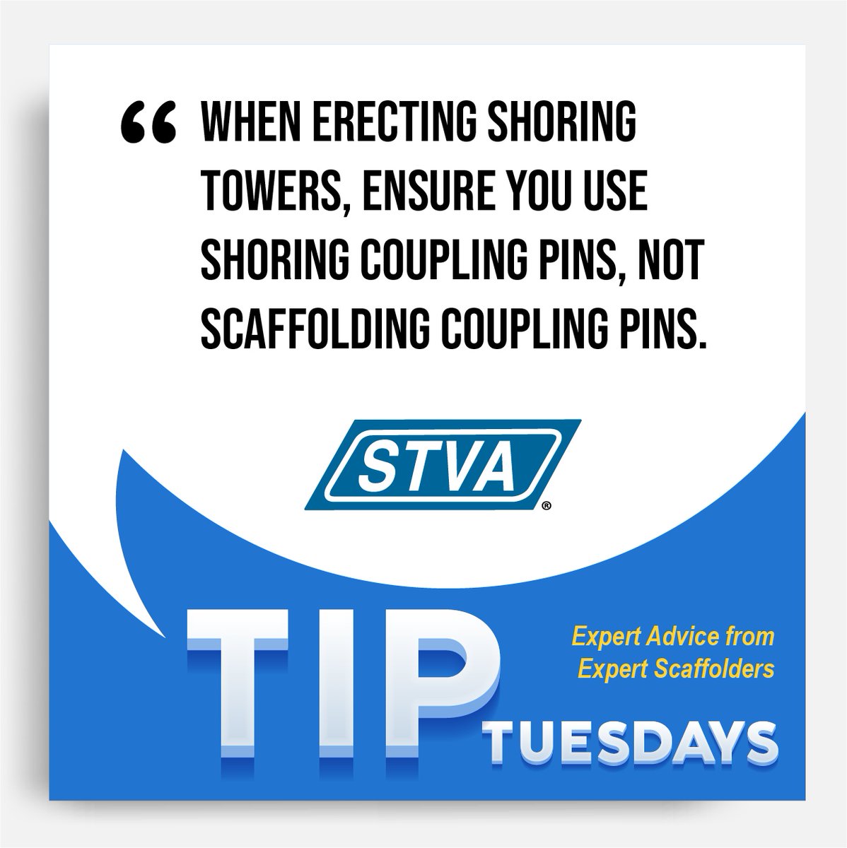 stvascaffold's tweet photo. Tip Tuesday: When erecting shoring towers, ensure you use shoring coupling pins, not scaffolding coupling pins.
https://t.co/6Z9QMV4qcB
#construction #scaffold #scaffolding https://t.co/CIDQhaq8Qw