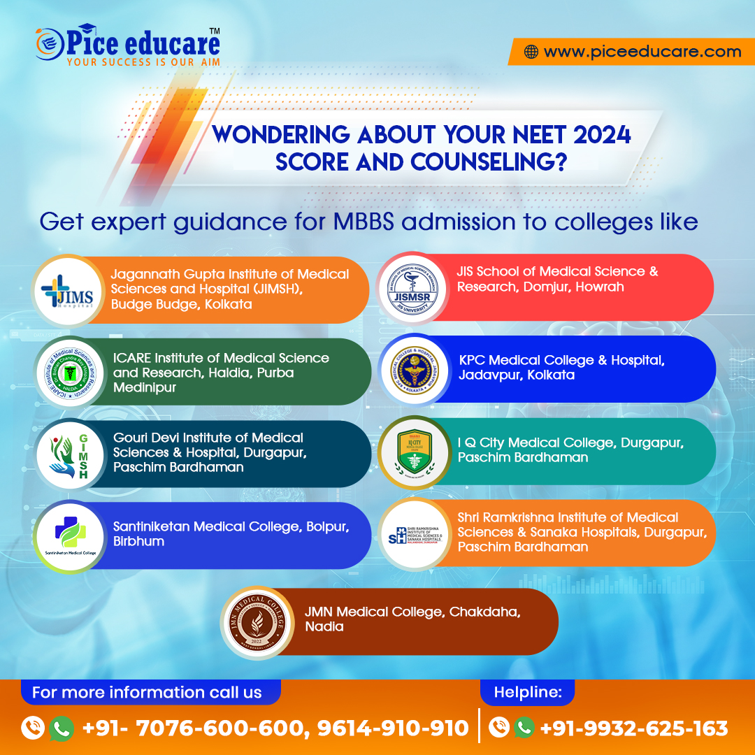 Wondering About Your NEET 2024 Score and Counselling? Don't Worry! We at Pice Eduacre Provide Expert Guidance for MBBS Admission to Top Colleges in India Admission Enquiry:9614910910 Helpline no- 9932625163 . . . #mbbsadmission #mbbs #mbbscollegeinindia #JIMSH #medicaladmission