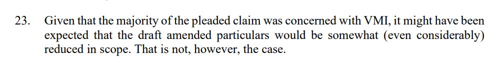 oh this is funny. Remember that NGN won a summary judgement relating to Voicemail interception (VMI) so H's lawyers then had to file an amended claim, taking these cases out.